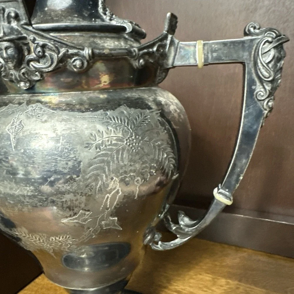 Antique Meridian B. Co. 1879 Tea/Coffee Silverplate Samovar